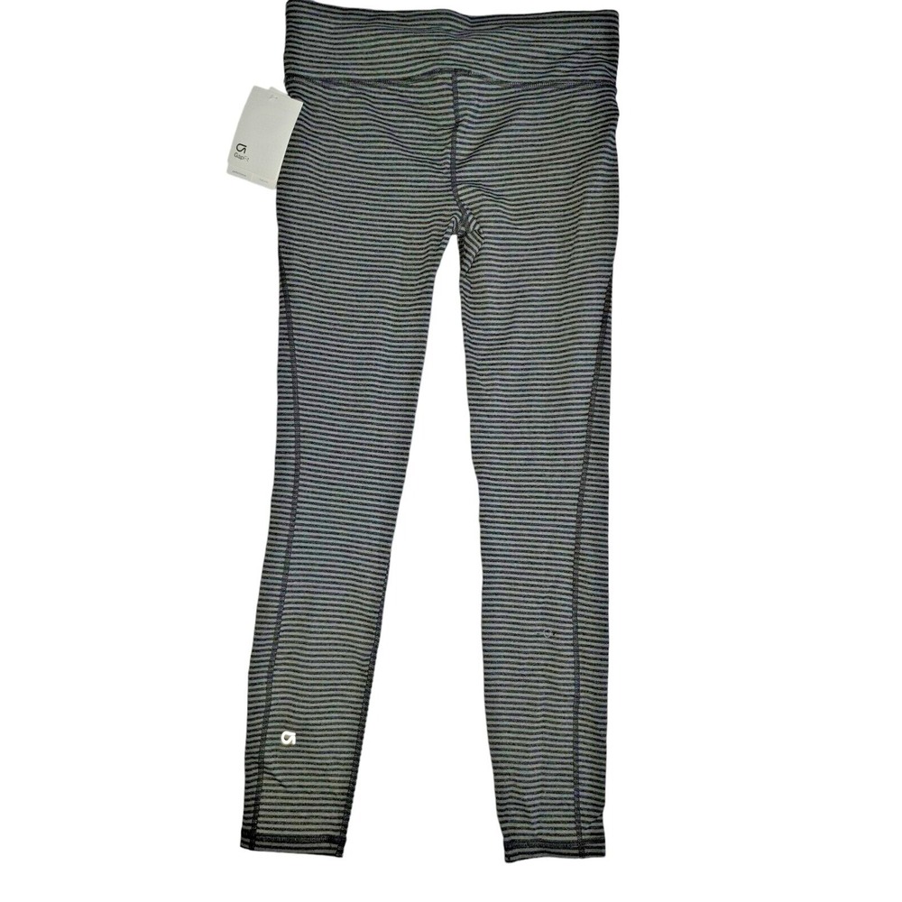 Gap fit G fast Women's legging Stretch Wicking Gray Black Striped Sz Medium NWT